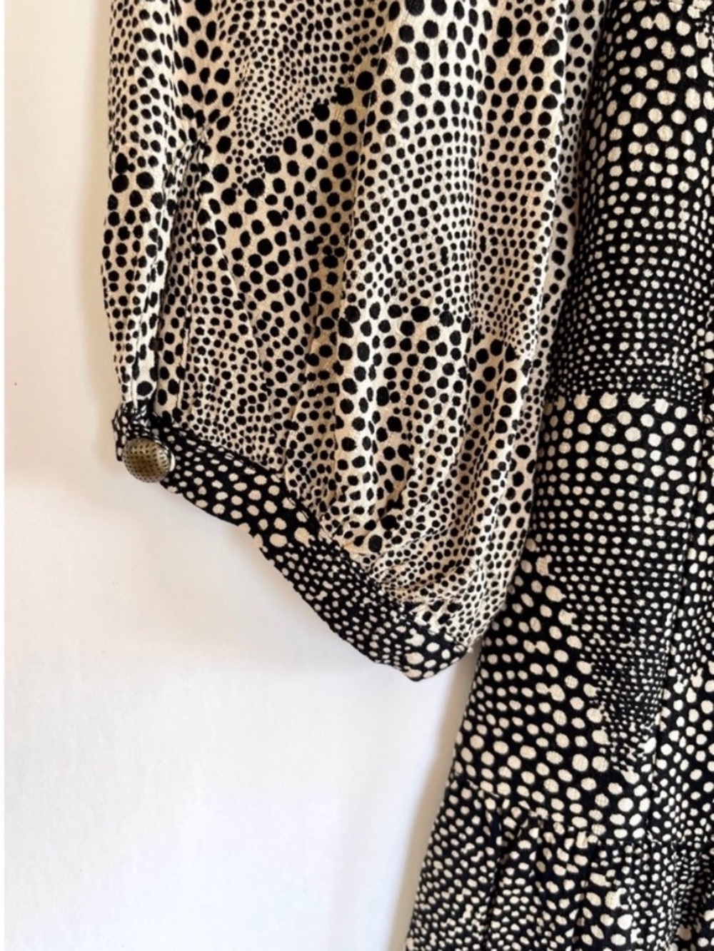 Maeve Anthropologie Black Tan Boho Printed V-Neck Long Sleeve Tiered Dress XL - Picture 8 of 12